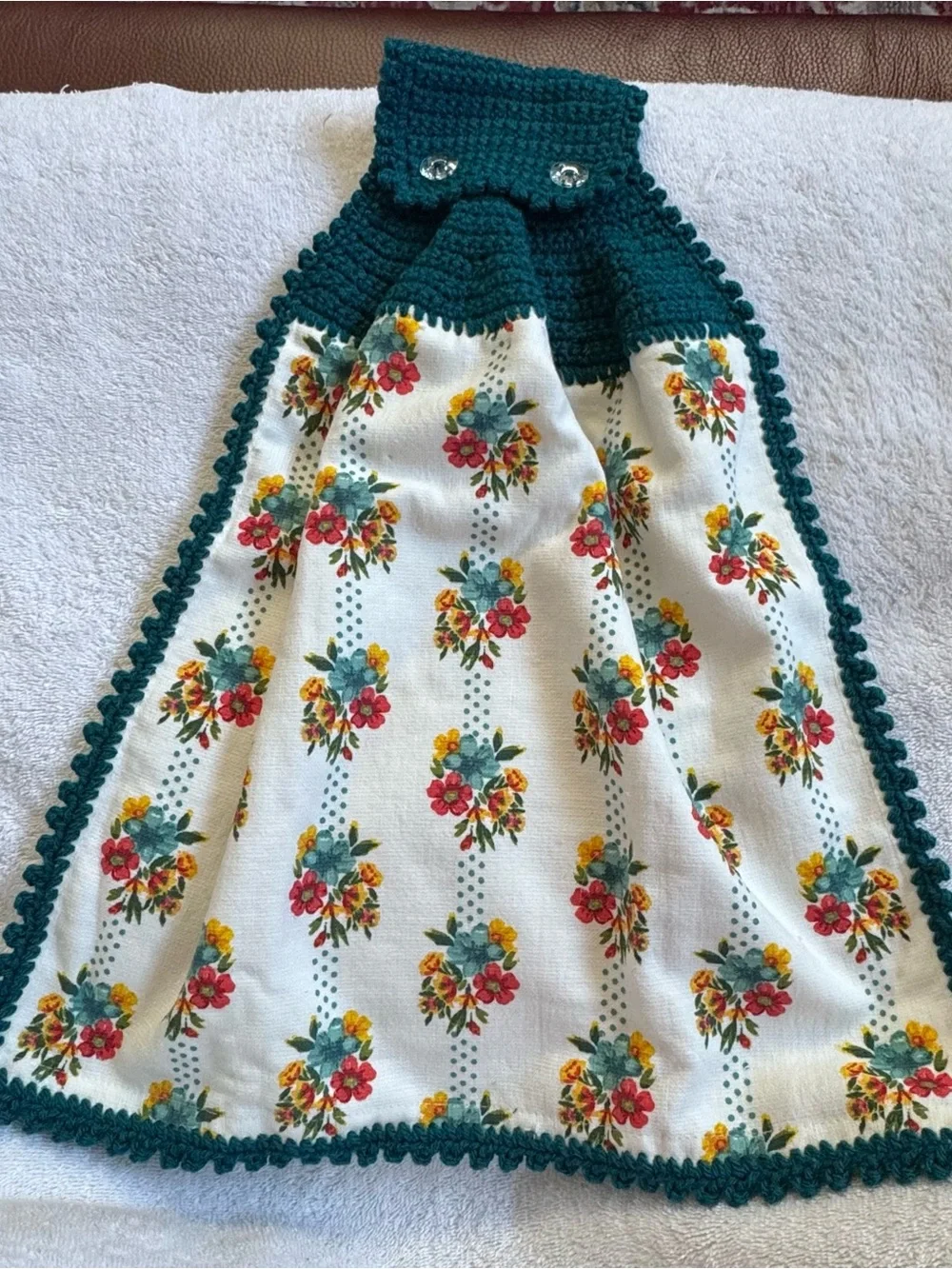 Pioneer Woman Biscuits & Gravy Crochet Hanging Kitchen Towel Teal